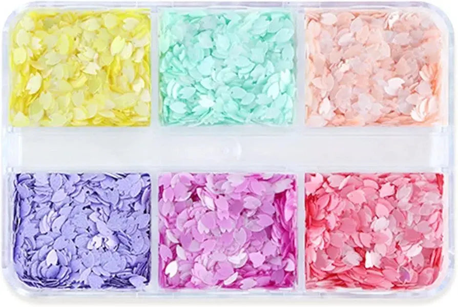 Piezas de uñas en flor de cerezo, juego de 6 colores