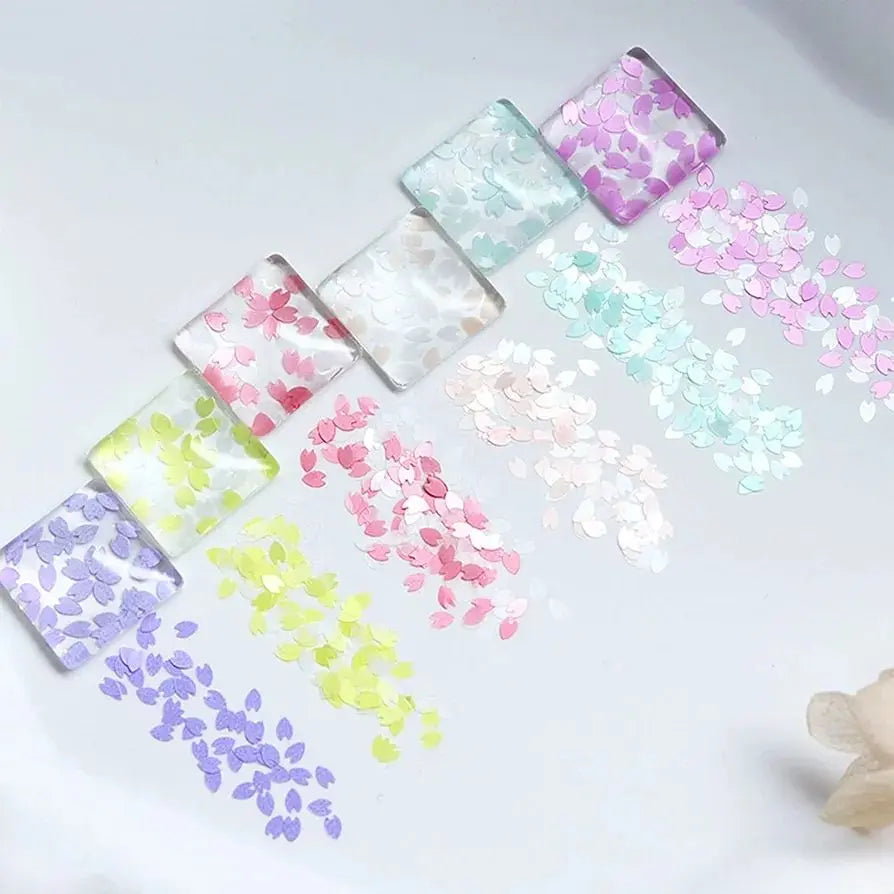 Piezas de uñas en flor de cerezo, juego de 6 colores