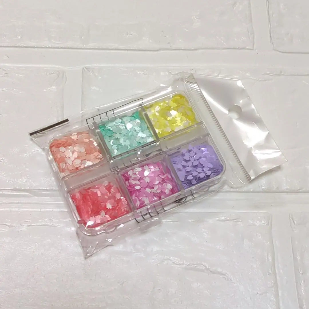 Piezas de uñas en flor de cerezo, juego de 6 colores