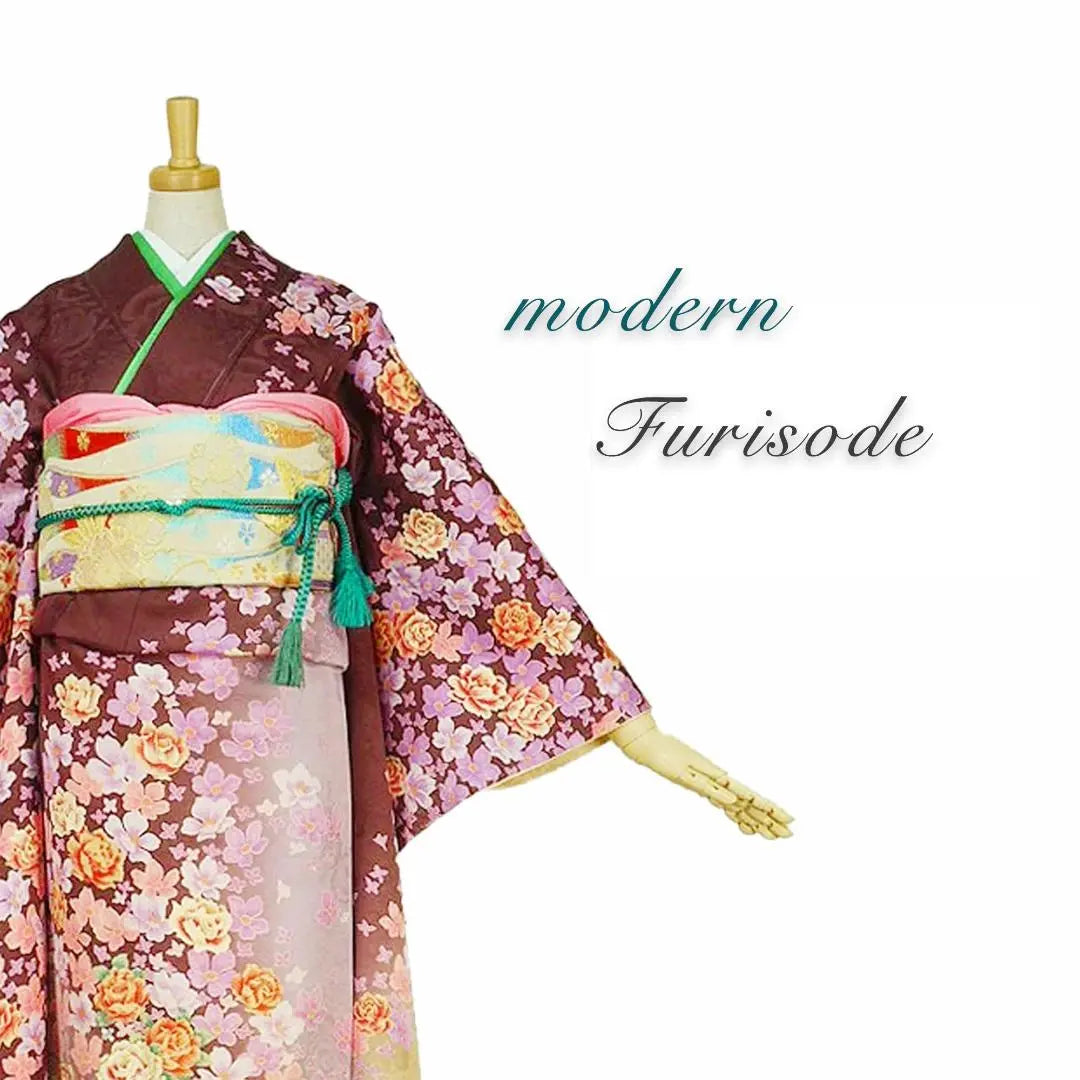 [Pure Silk, Ready-to-made] Furisode Brown Lavender Coming of Age Ceremony Pre-wedding Photo C938