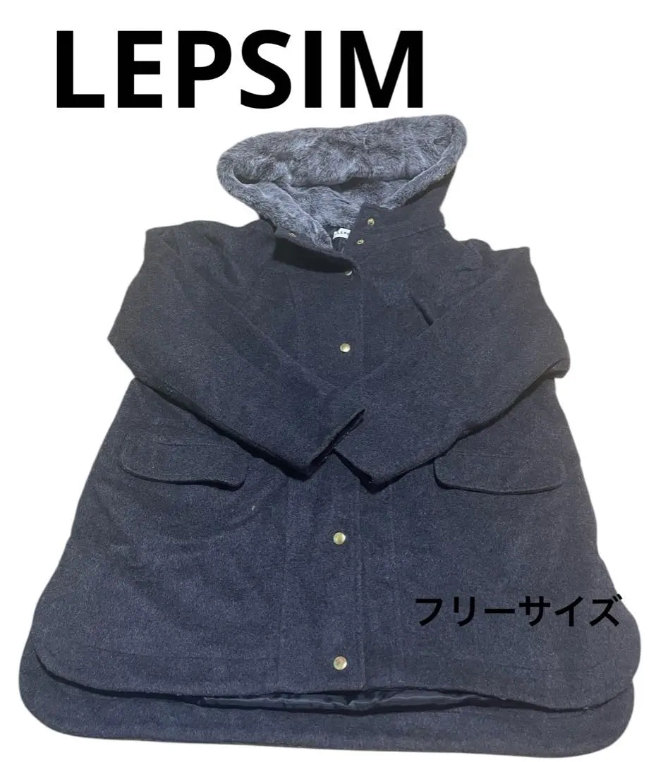 LEPSIM Fur Hooded Peacoat Size F