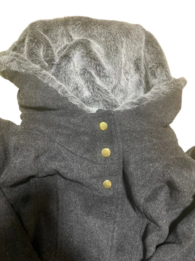 LEPSIM Fur Hooded Peacoat Size F