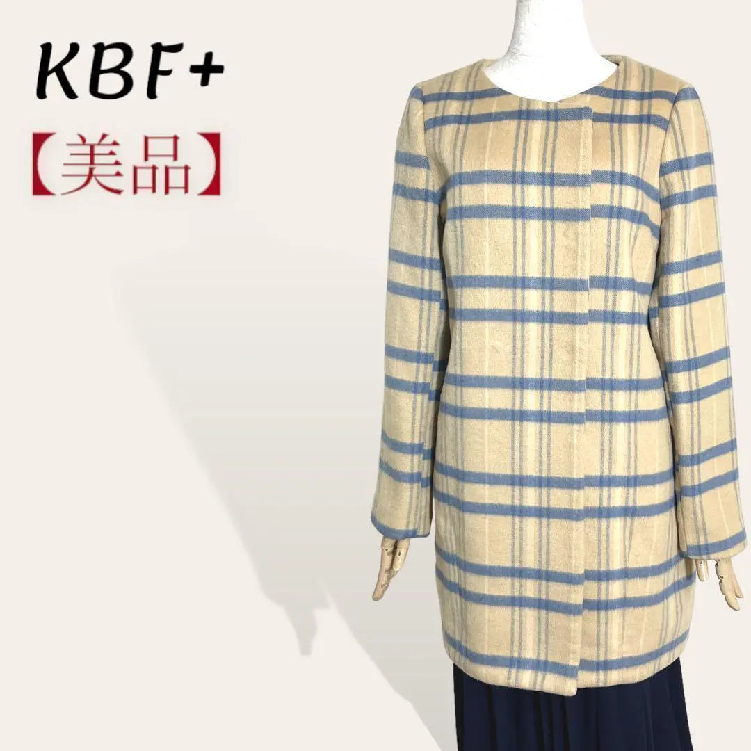 ❤️Beautiful condition KBF Plus Beige Checkered Colorless Long Coat ONE