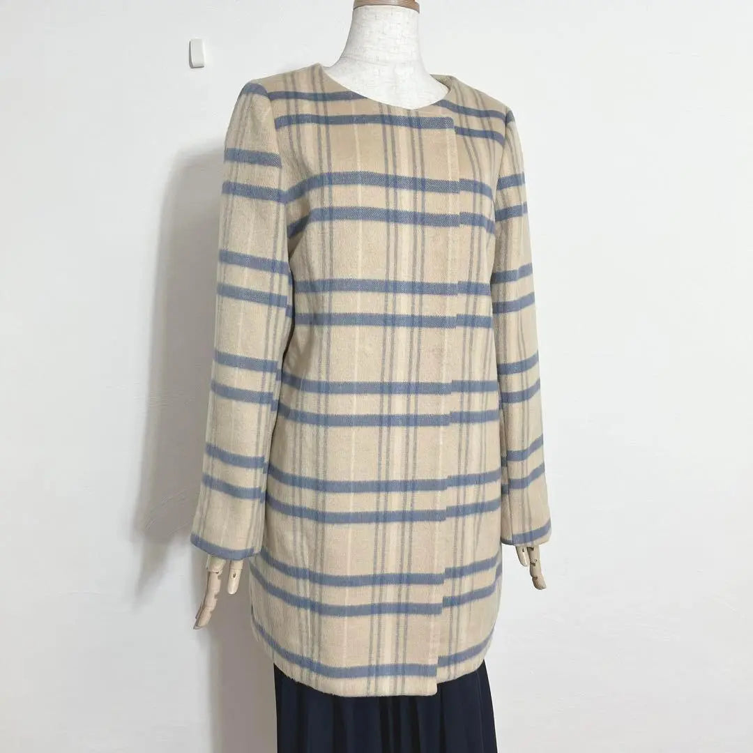 ❤️Beautiful condition KBF Plus Beige Checkered Colorless Long Coat ONE