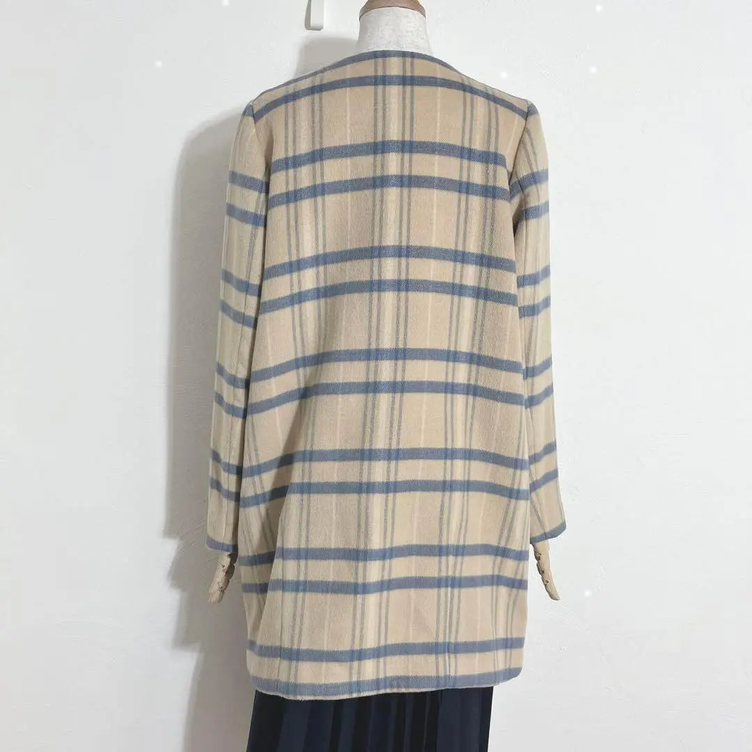 ❤️Beautiful condition KBF Plus Beige Checkered Colorless Long Coat ONE