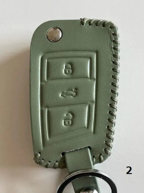 Funda para llave inteligente de Volkswagen de piel de vaca Just Fit, color verde musgo 2