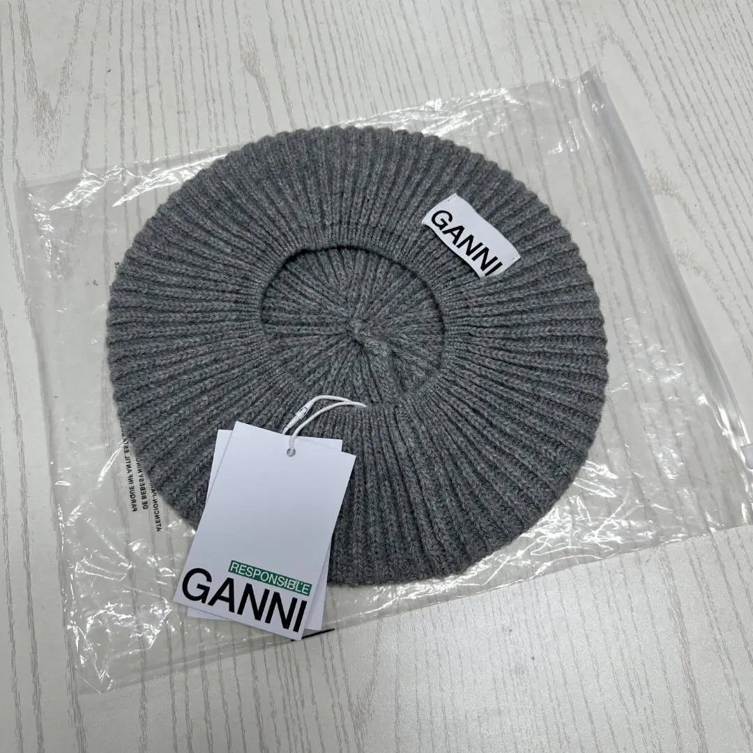 GANNI Structured RibBeret "Grey" Beret