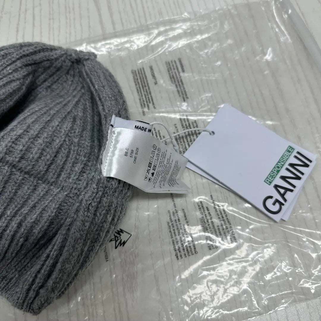 GANNI Structured RibBeret "Grey" Beret