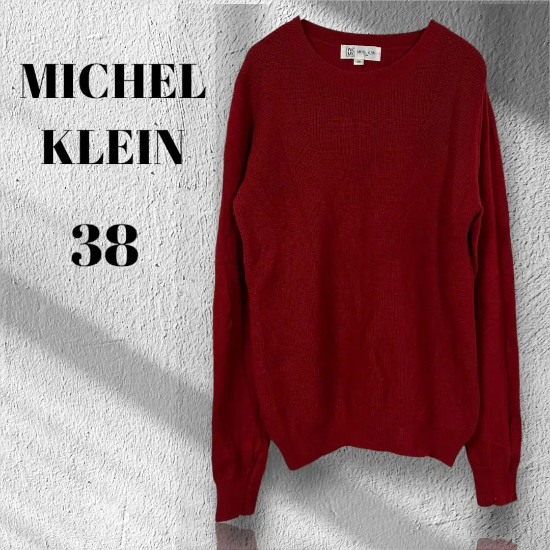 Michel Clan Wool Cashmere Blend Knit Sweater 38 Red Long Sleeves M3329