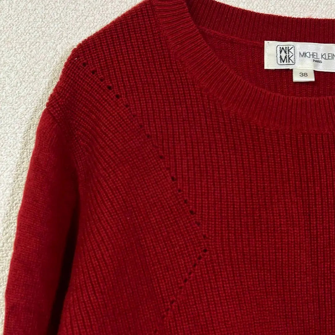 Michel Clan Wool Cashmere Blend Knit Sweater 38 Red Long Sleeves M3329