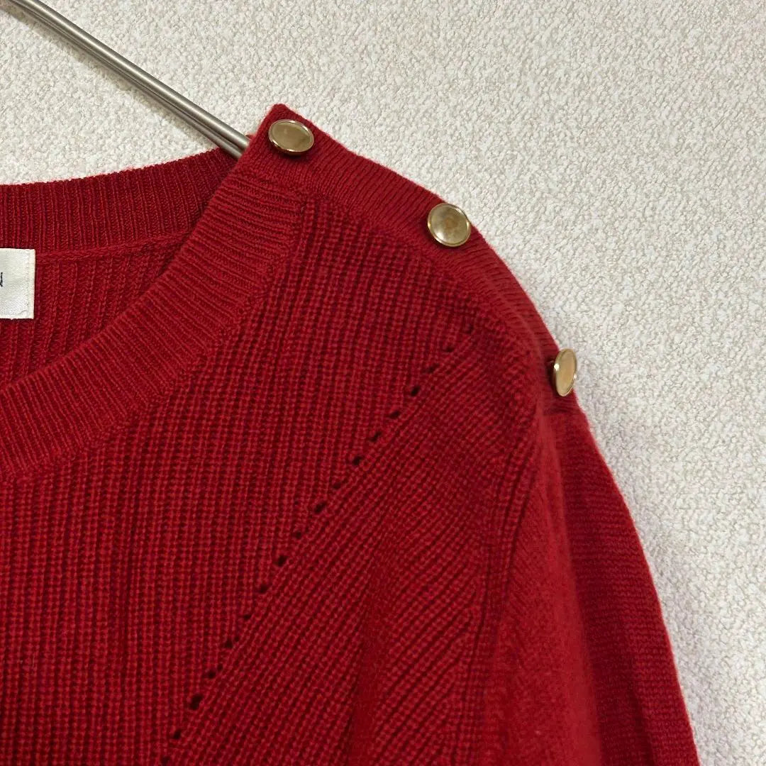 Michel Clan Wool Cashmere Blend Knit Sweater 38 Red Long Sleeves M3329