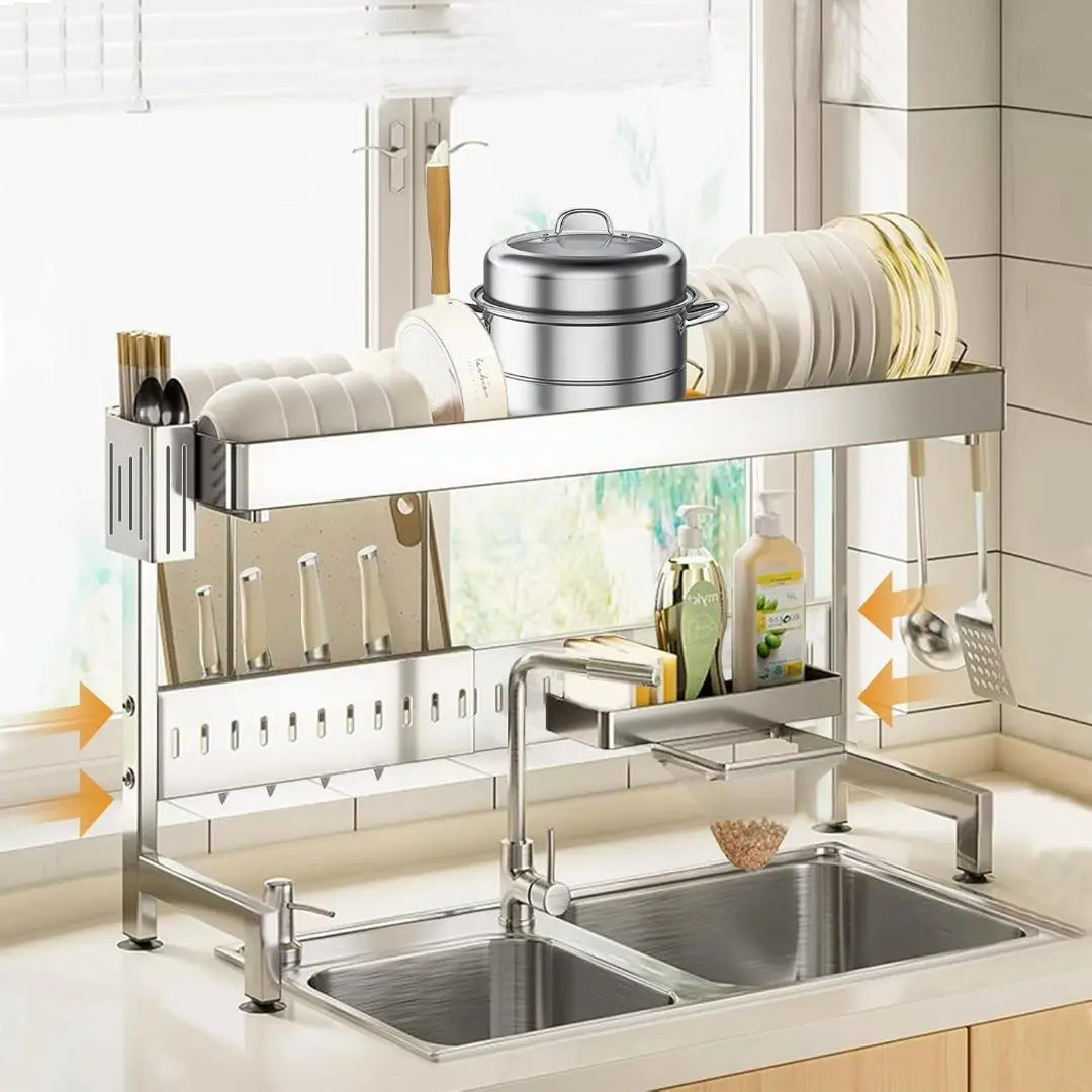 Mamakura Drainer Rack on the sink Dishware Drainer Basket Drying Storage Extendable Adjustable