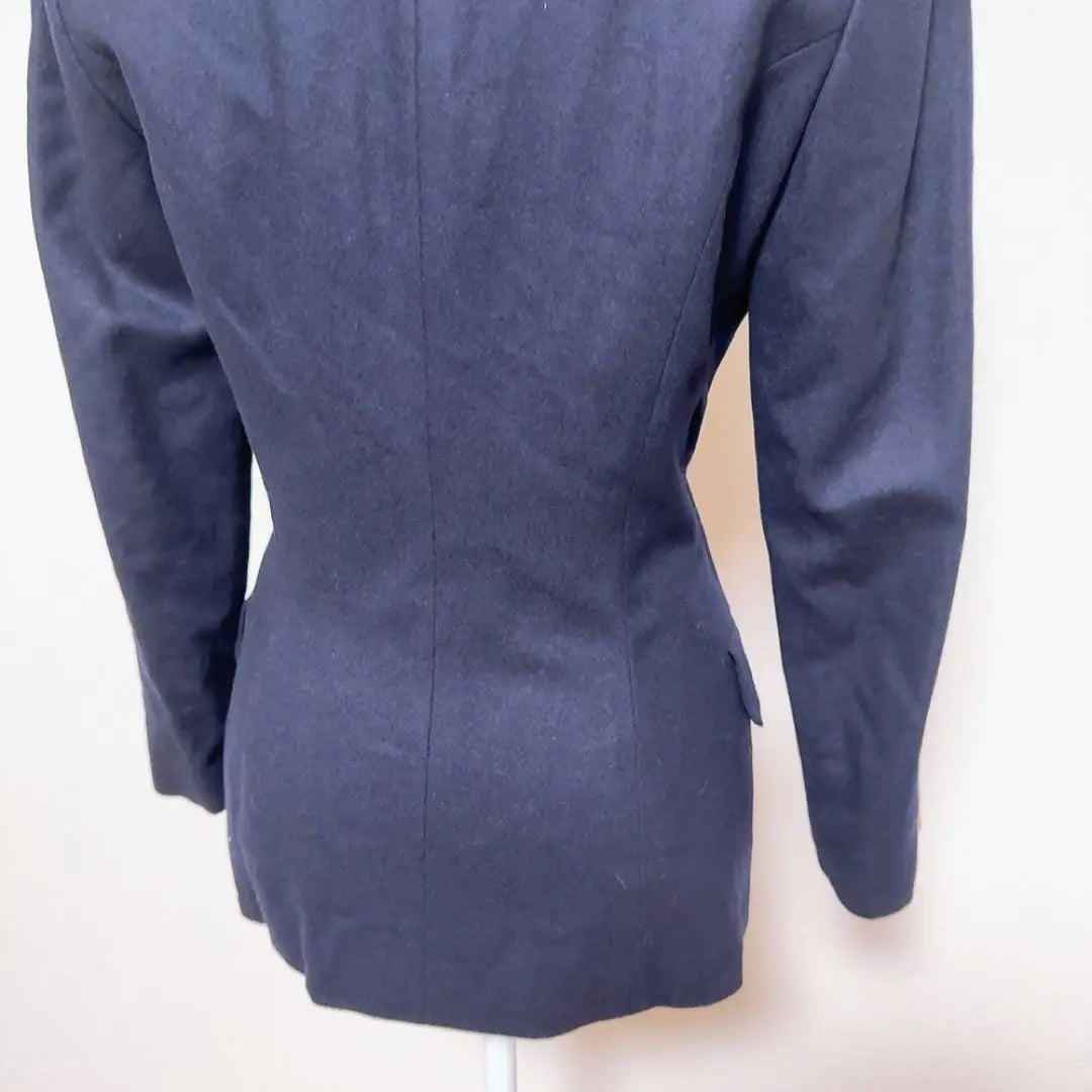 [Vintage] Gold button double jacket (7) Retro navy blue, cashmere blend