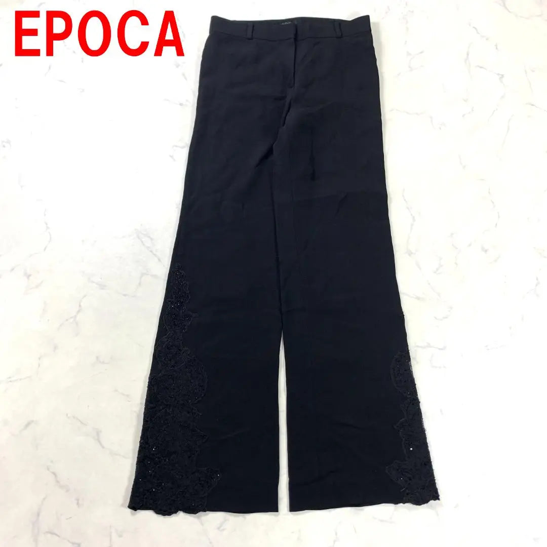 A4232 Epoca casual pants silk flare lace bijoux black 38