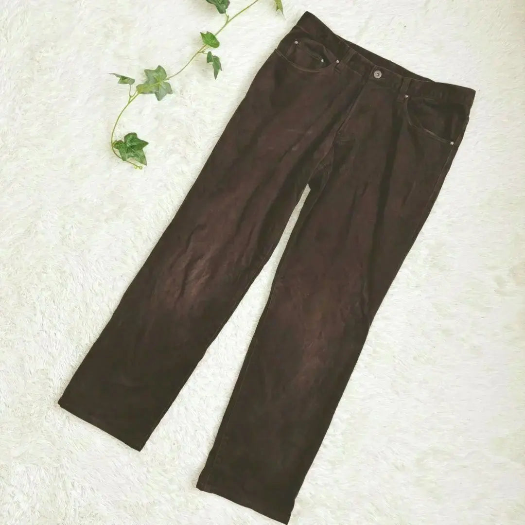 Elle homme straight pants velvet style brown L XL