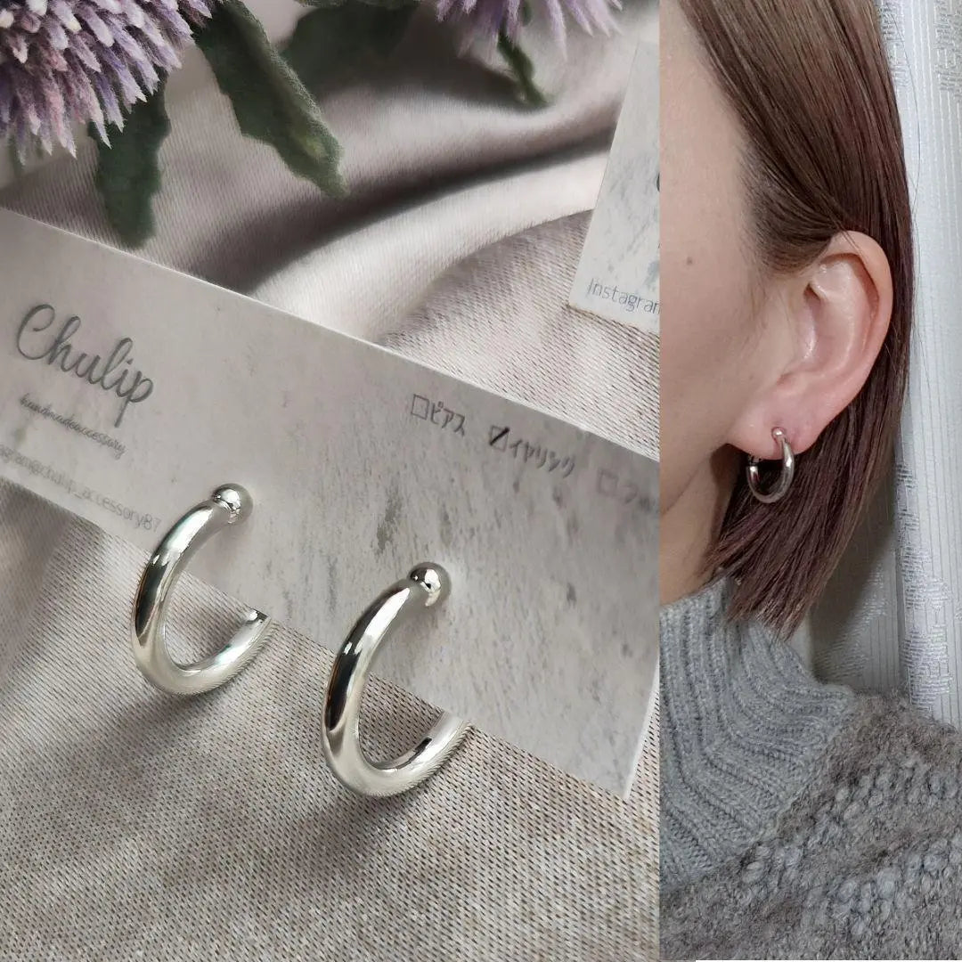 1128-s*Metal Silver Mini Hoop Earrings