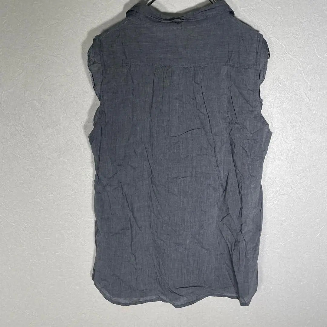 [Navy] Sleeveless cut and sew "L" Gray vest Cotton Sleeveless shirt