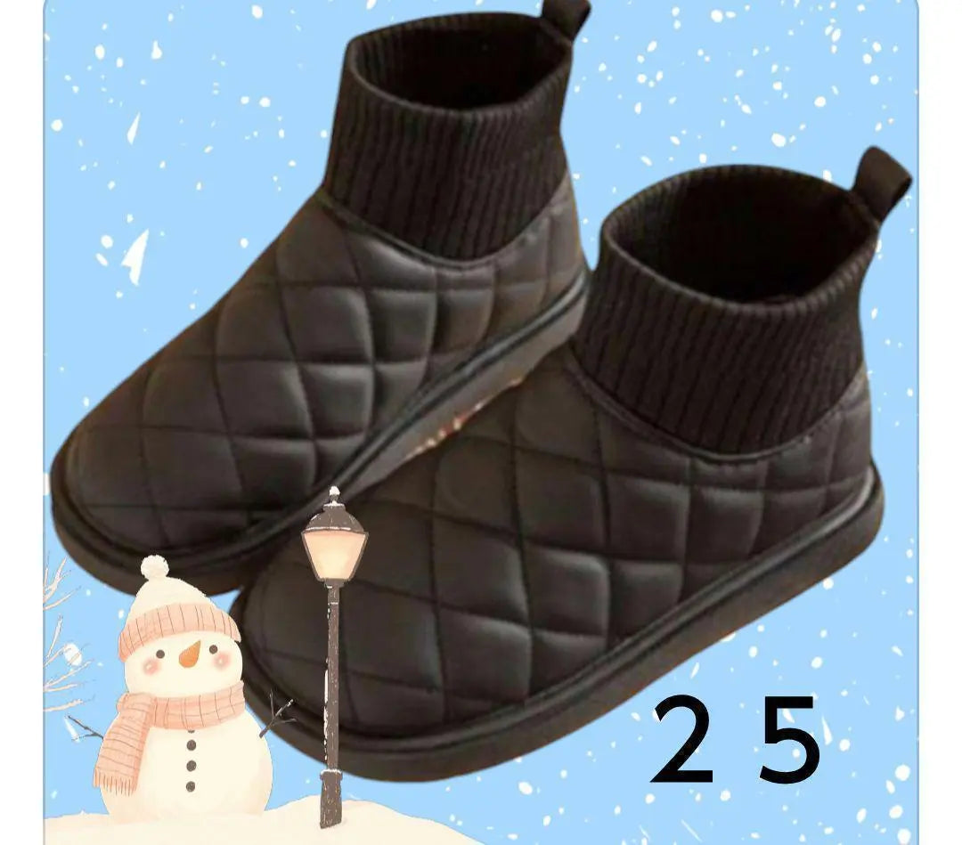 Botas de protección contra el frío zapatos con parte trasera cepillada zapatos cálidos de invierno para nieve de 25 cm negro negro | 防寒ブーツ 裏起毛 ボアシューズ ２５cm 雪 冬 暖かい靴 ブラック 黒