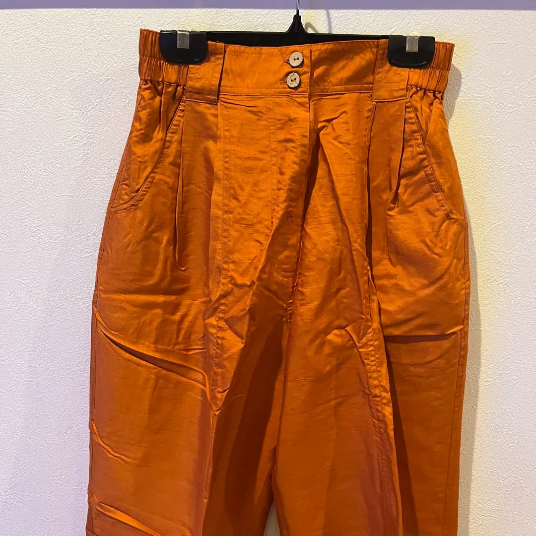 [Unused] Pants, casual pants, women's, orange, silk, 100% silk