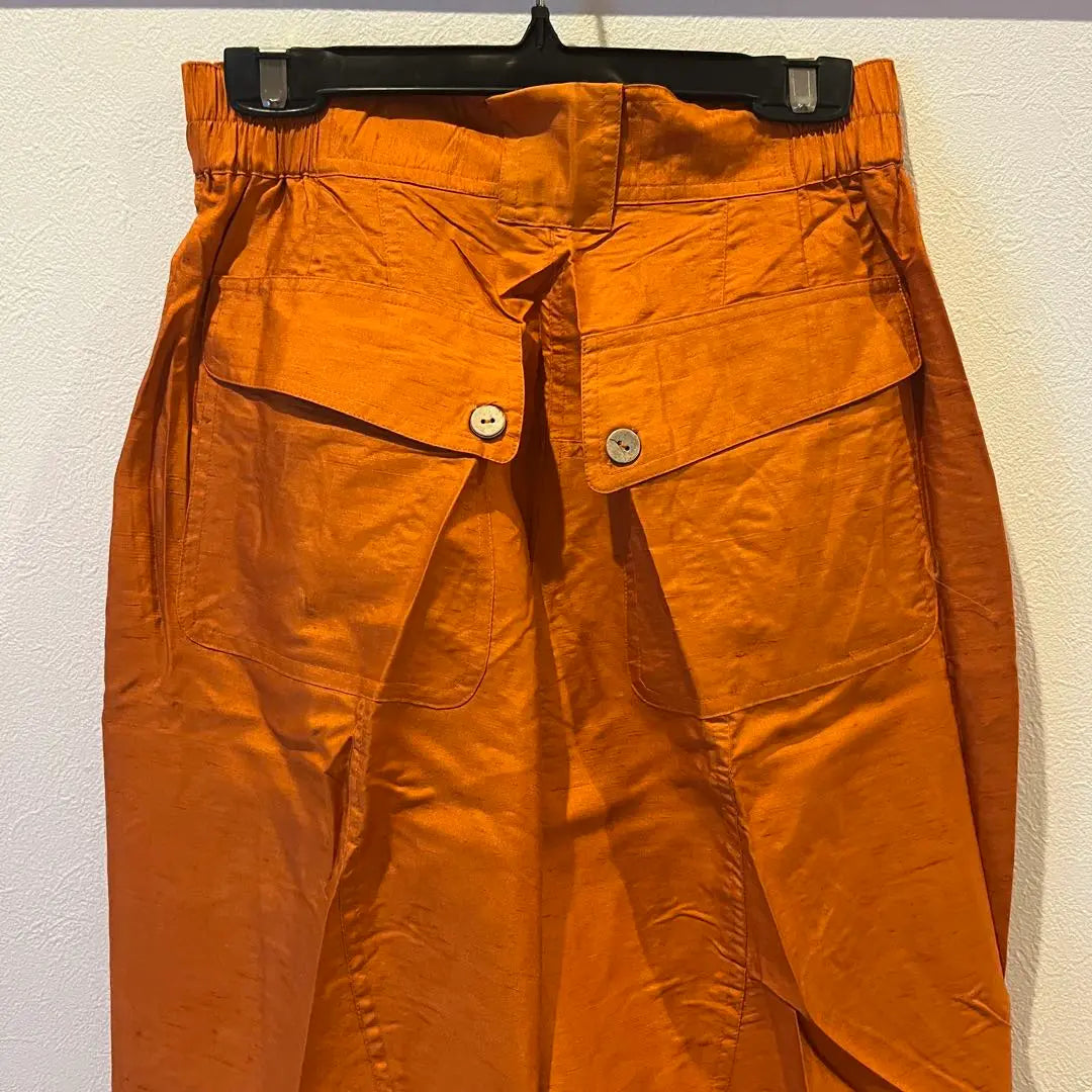 [Unused] Pants, casual pants, women's, orange, silk, 100% silk