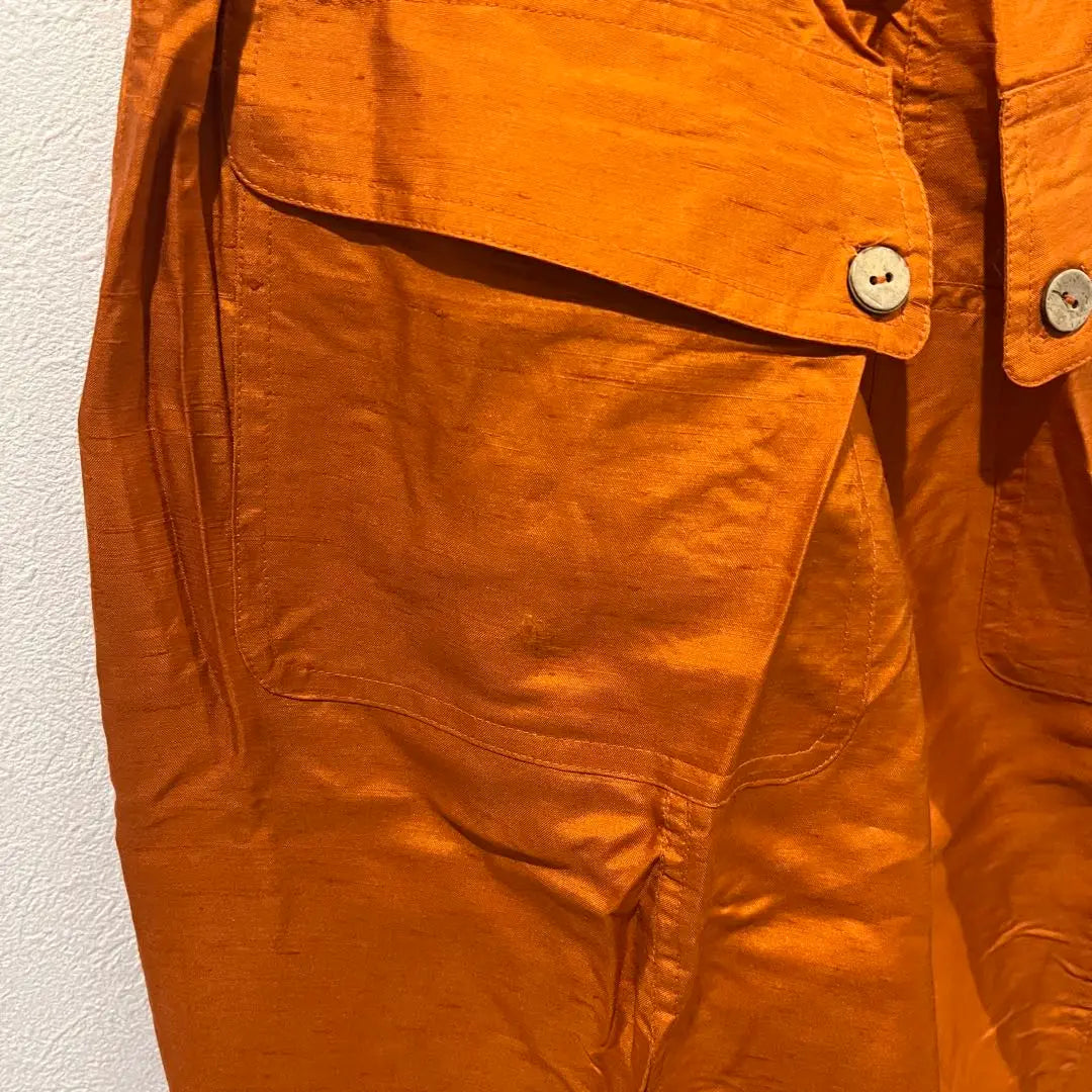 [Unused] Pants, casual pants, women's, orange, silk, 100% silk