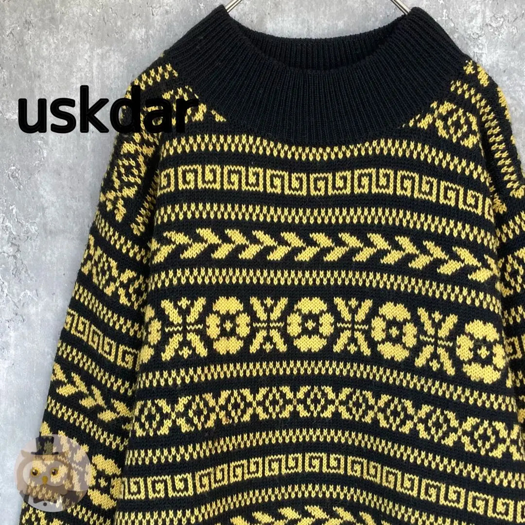 [Retro Design] Bottle Neck Wool Sweater Knit Unisex | 【レトロデザイン】ボトルネック ウール セーター ニット 古着 ユニセックス