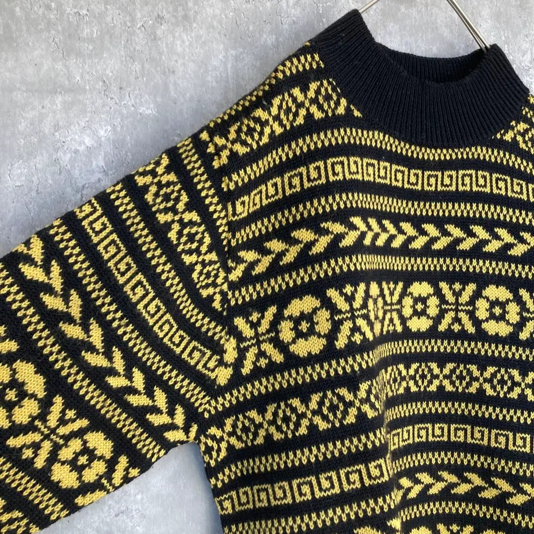 [Retro Design] Bottle Neck Wool Sweater Knit Unisex | 【レトロデザイン】ボトルネック ウール セーター ニット 古着 ユニセックス