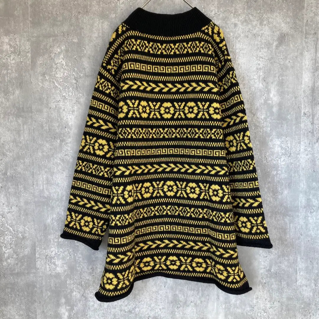 [Retro Design] Bottle Neck Wool Sweater Knit Unisex | 【レトロデザイン】ボトルネック ウール セーター ニット 古着 ユニセックス