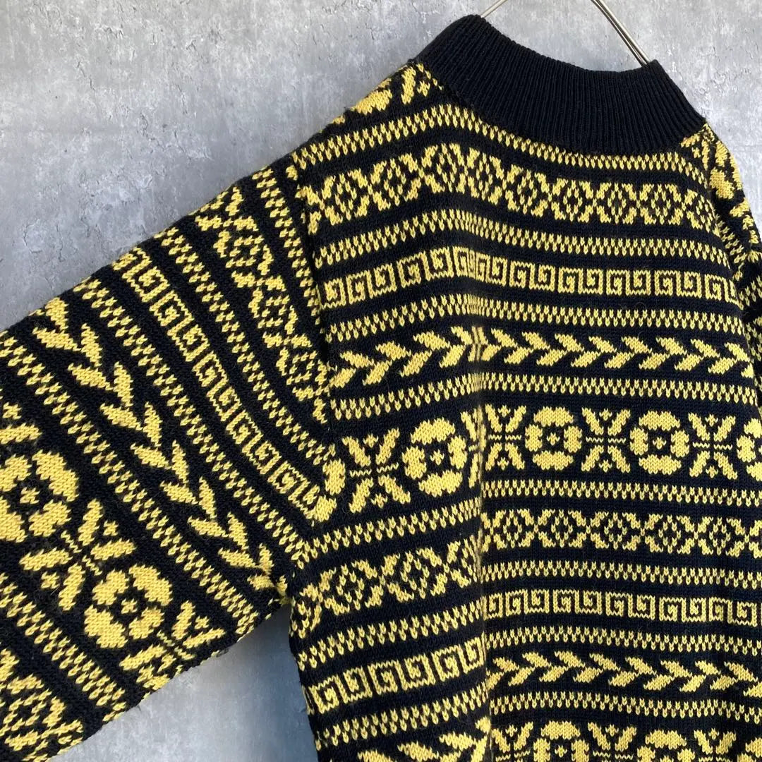 [Retro Design] Bottle Neck Wool Sweater Knit Unisex | 【レトロデザイン】ボトルネック ウール セーター ニット 古着 ユニセックス