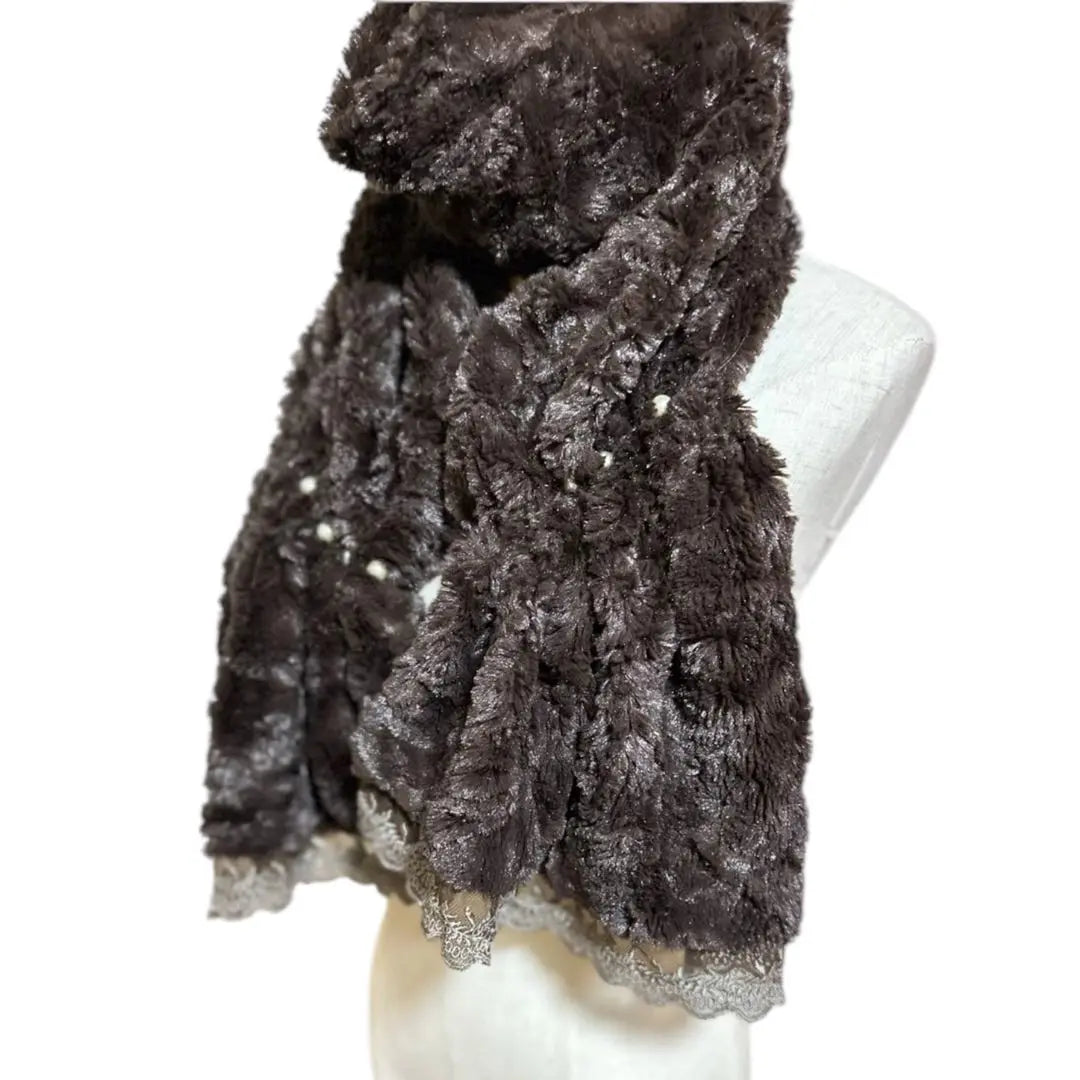 y2k fairy grunge forest girl fur lace muffler shawl