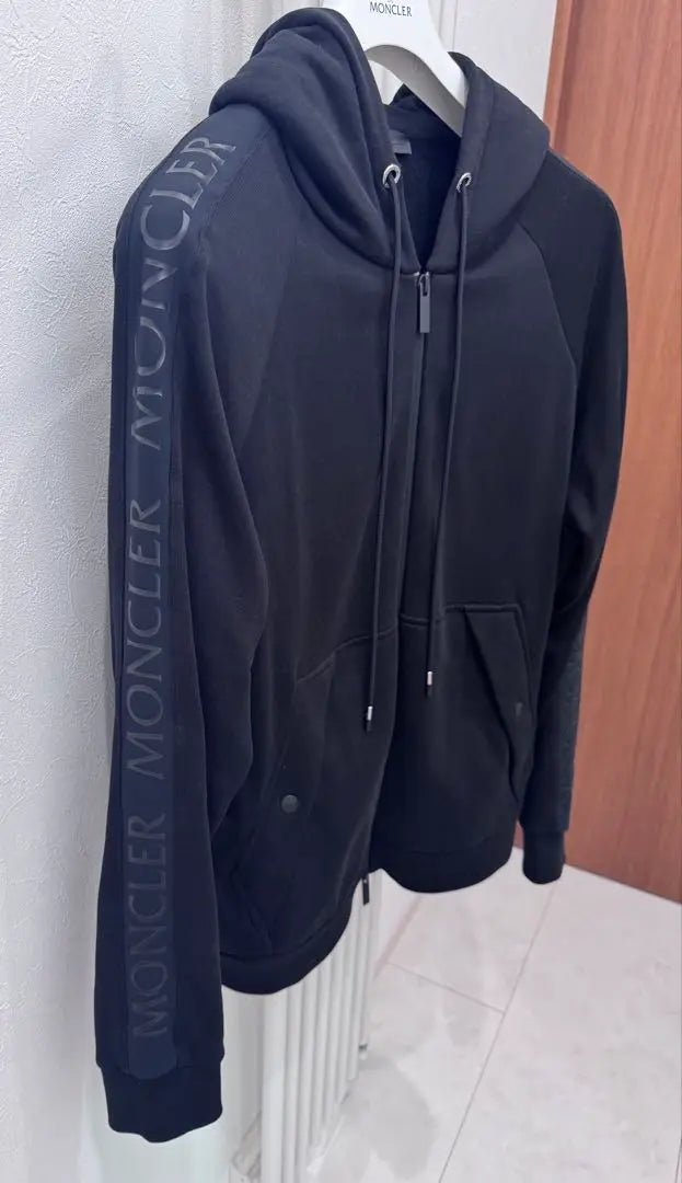 MONCLER Sideline Logo Double Zip Hoodie L Black | MONCLER サイドラインロゴ ダブルジップ パーカー L 黒