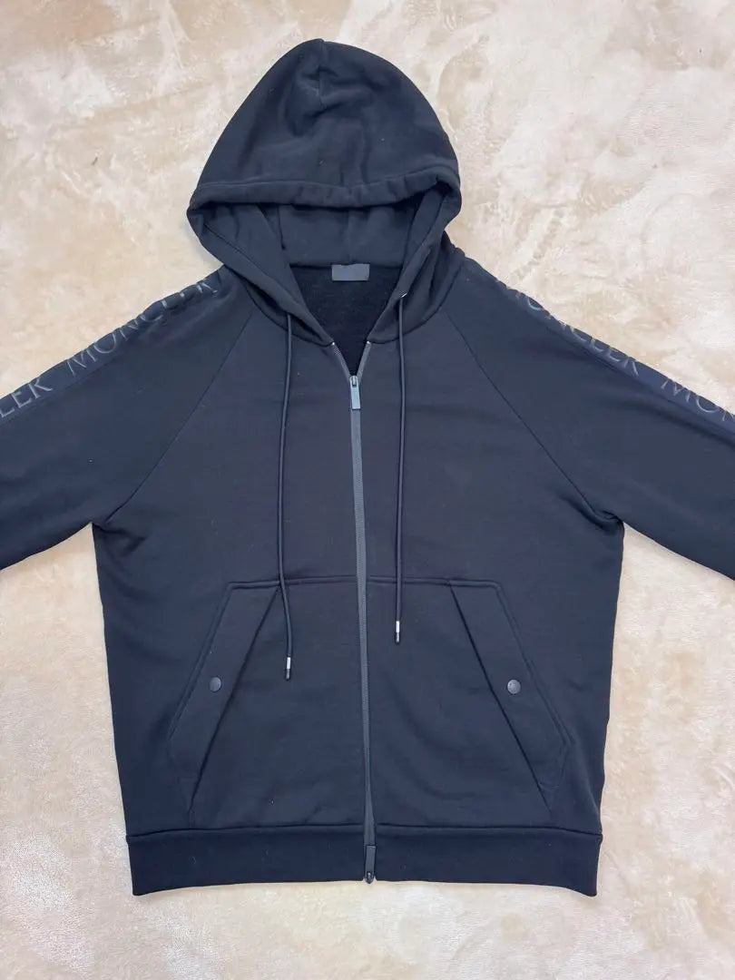 MONCLER Sideline Logo Double Zip Hoodie L Black | MONCLER サイドラインロゴ ダブルジップ パーカー L 黒