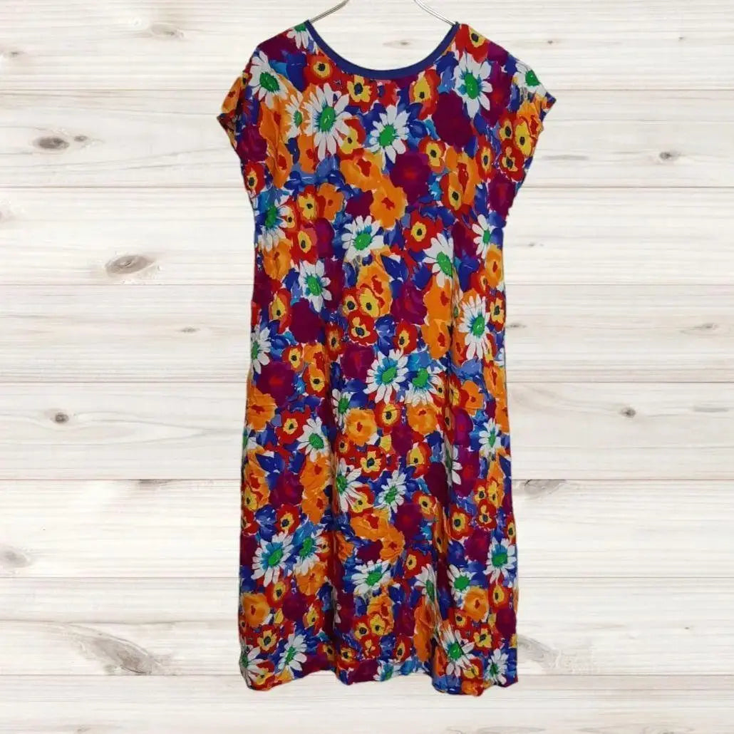 B330 Floral Short Sleeve Dress All-over Floral Flower Pullover Second-hand