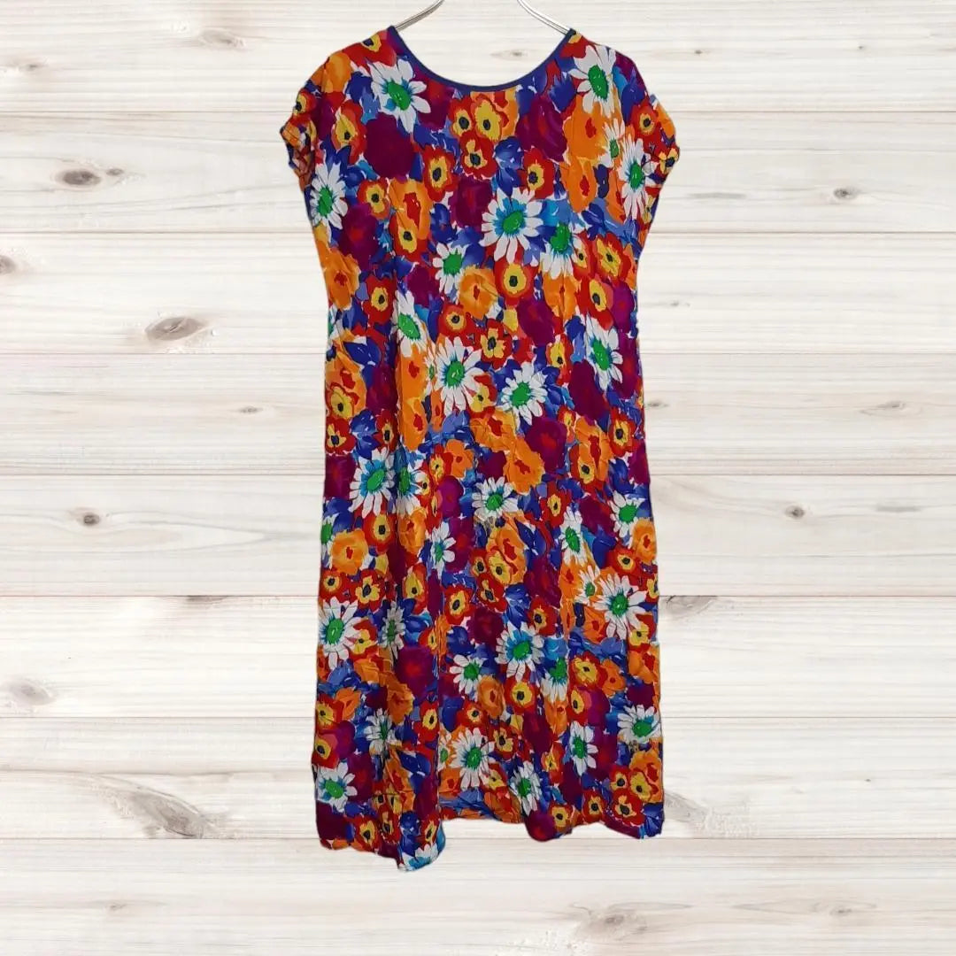 B330 Floral Short Sleeve Dress All-over Floral Flower Pullover Second-hand