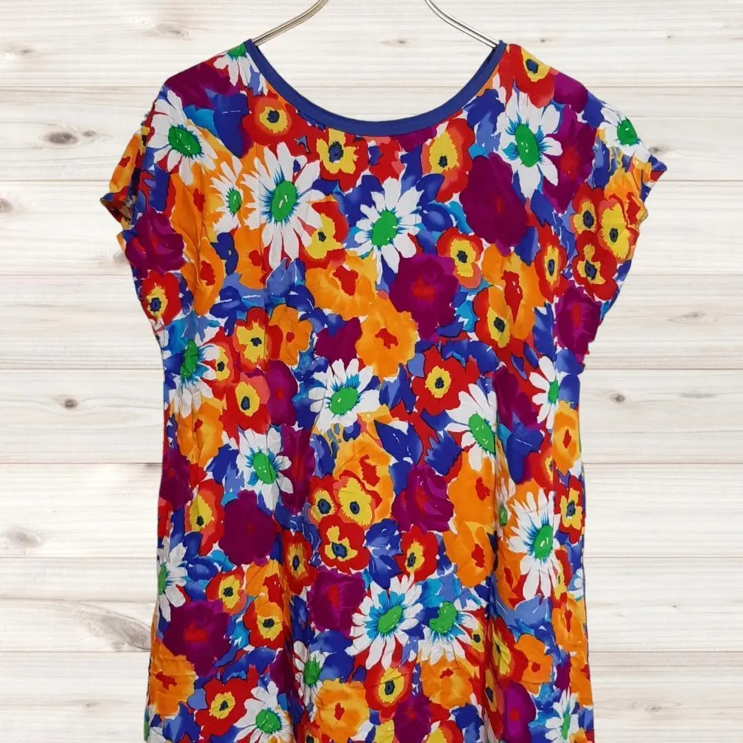 B330 Floral Short Sleeve Dress All-over Floral Flower Pullover Second-hand