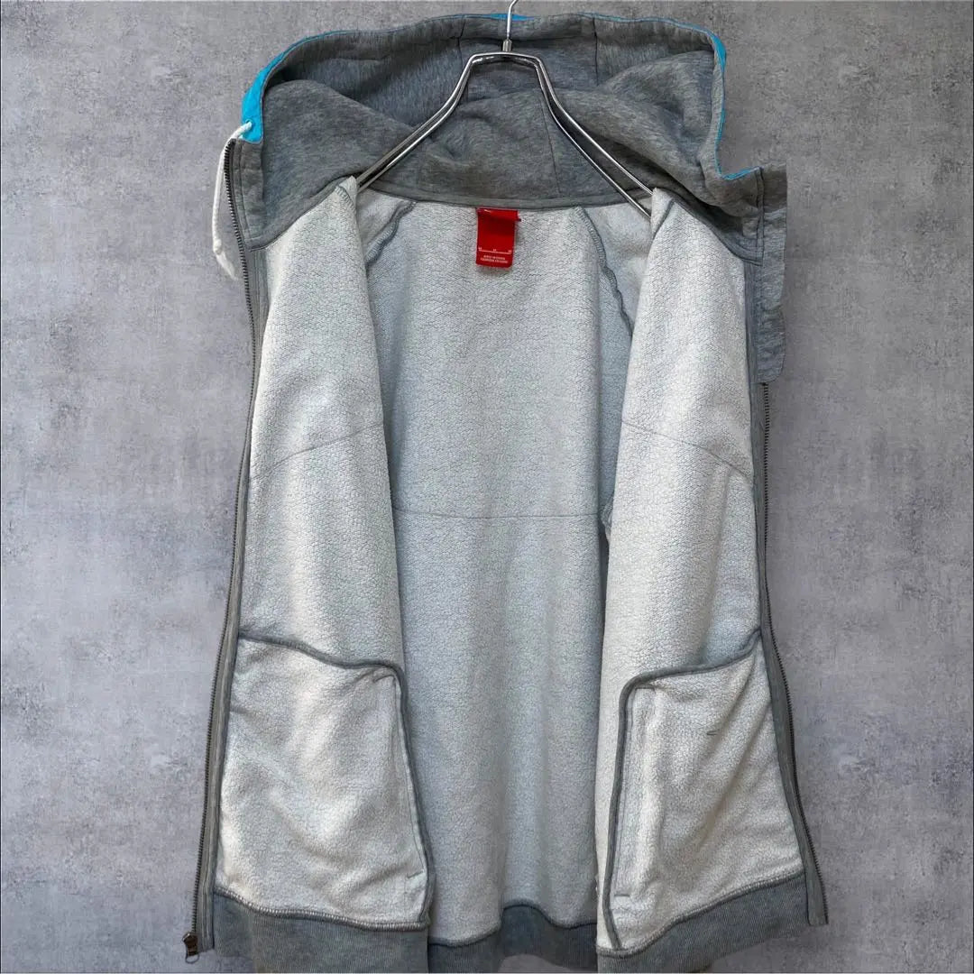 Nike Hoodie Men's M Nylon Sweatshirt Gray Blue Full Zip