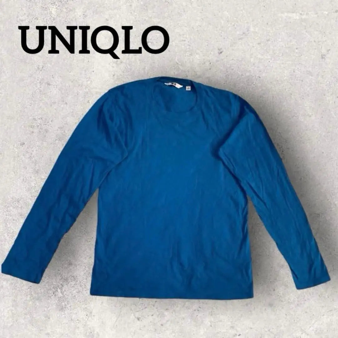 UNIQLO Men's Long Sleeve Cut and Sew Long T-Shirt Long T-Shirt (S) Blue