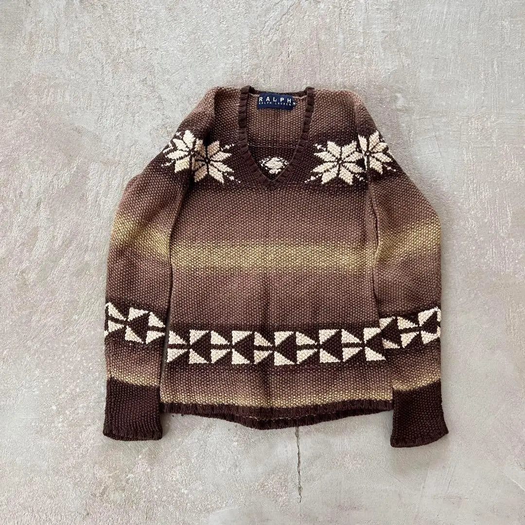 Ralph Lauren Knit Windmill Pattern Low Gauge Sweater Alpaca N145