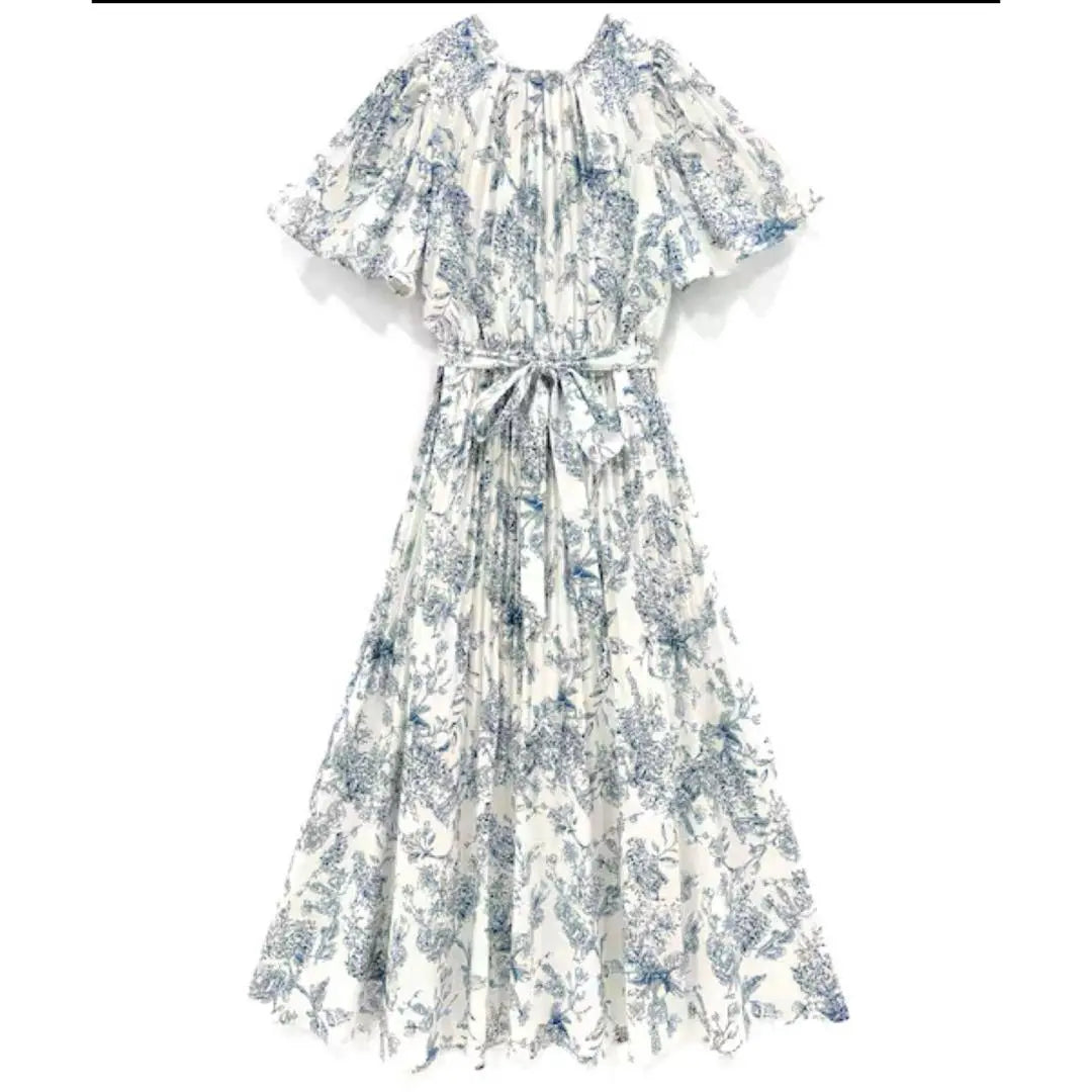 Sold out GRL Tanaka Minami floral pleated flare dress with ribbon belt