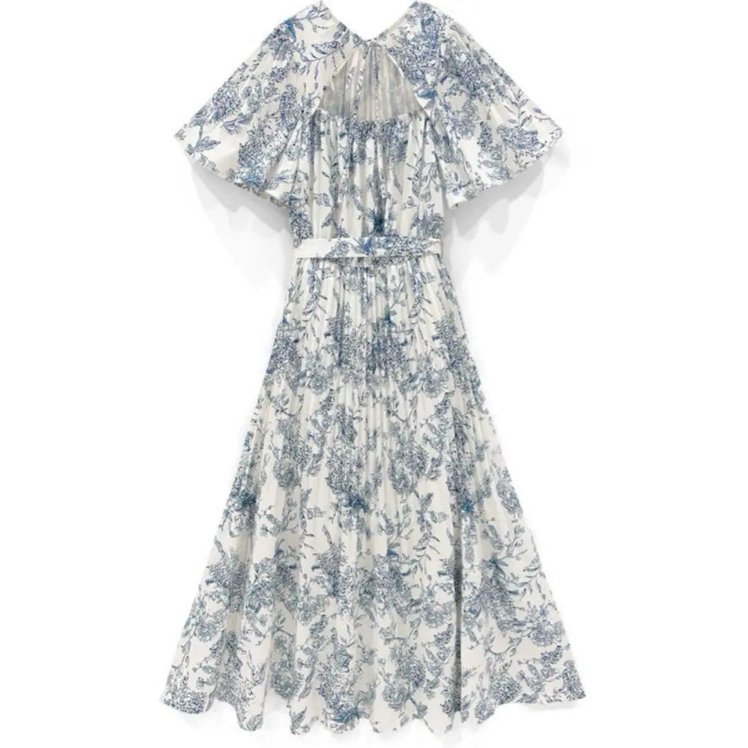 Sold out GRL Tanaka Minami floral pleated flare dress with ribbon belt