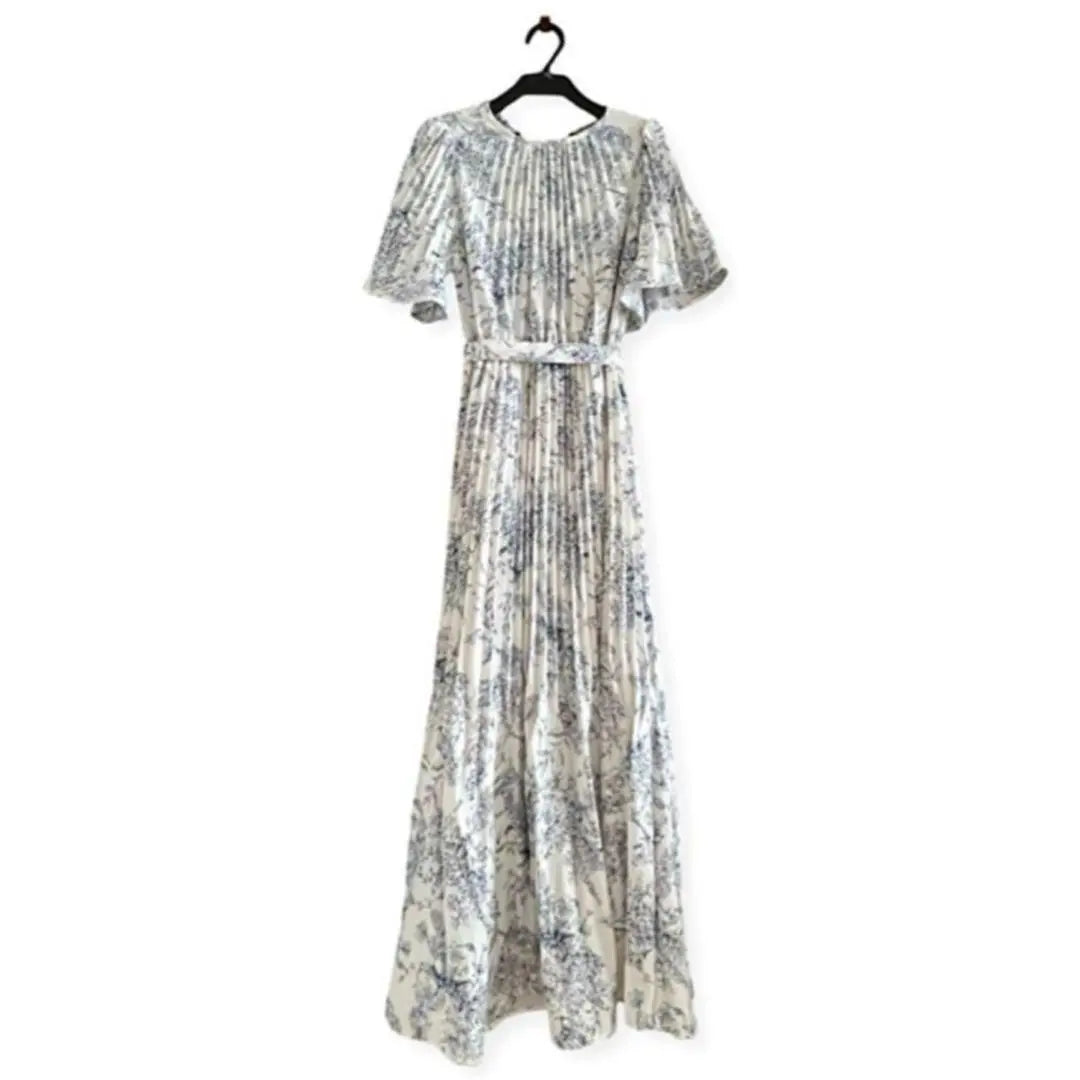 Sold out GRL Tanaka Minami floral pleated flare dress with ribbon belt