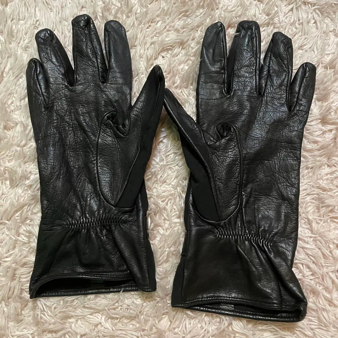 [Beautiful] Max Mara Leather Gloves Sheep Leather Lining Silk Black