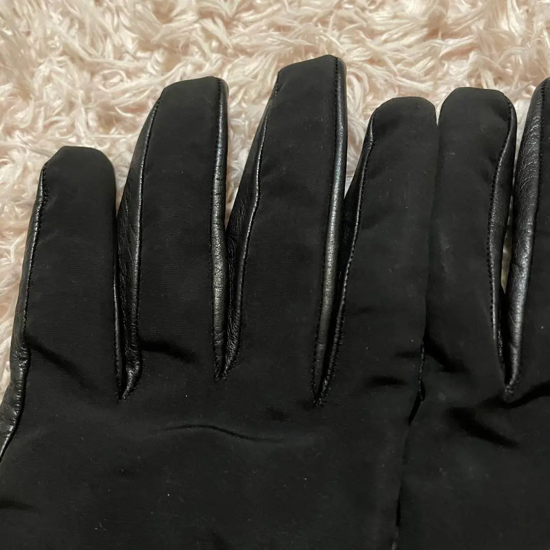 [Beautiful] Max Mara Leather Gloves Sheep Leather Lining Silk Black