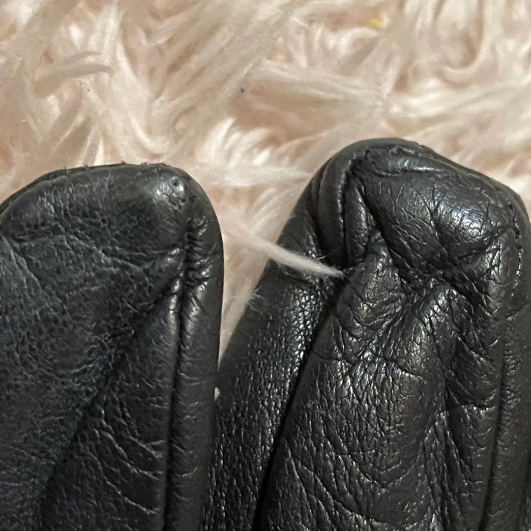 [Beautiful] Max Mara Leather Gloves Sheep Leather Lining Silk Black