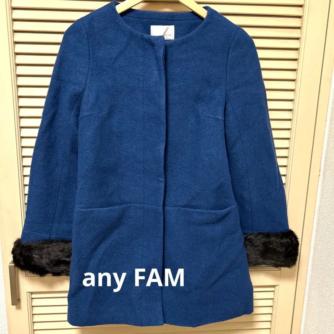 Any Fam Blue Wool Coat Size 3 44