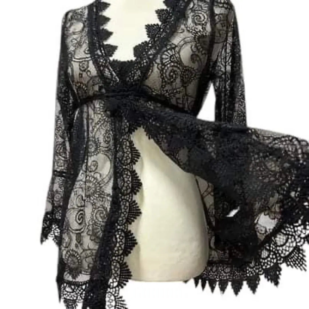 Beach dress Summer dress Cardigan Lace Beautiful Cute Fashionable Black