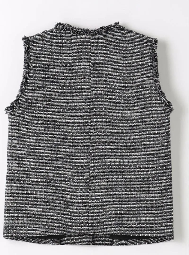 Lamé tweed faux pearl button vest