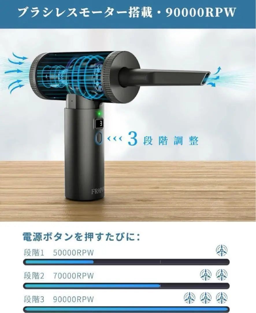 [Anonymous delivery] Powerful electric air duster with LED screen PSE certified type C