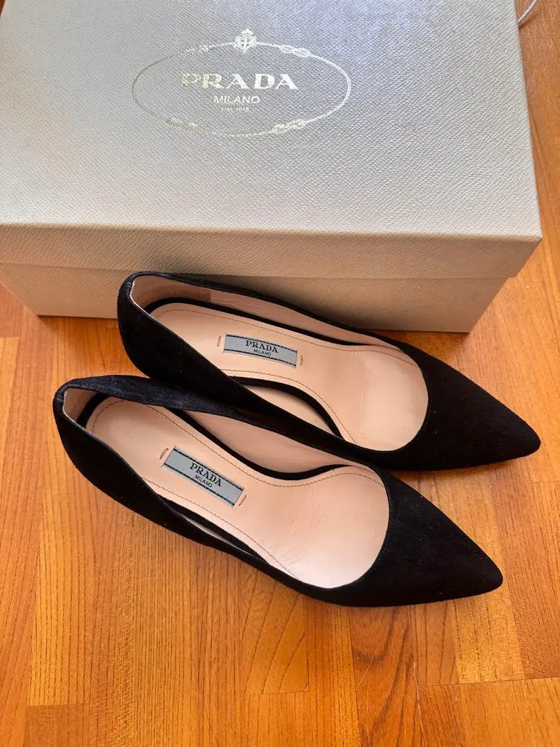 PRADA Black Suede Pointed Toe High Heels Pumps Body | PRADA 黒 スエード ポインテッドトゥ ハイヒール パンプス 本体