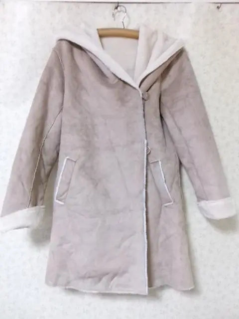 90733 Women's Farm Mouton Style Coat Beige 38